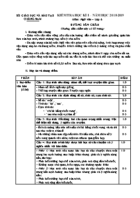 Đáp án Đề kiểm tra học kỳ I môn Ngữ văn Lớp 6 - Năm học 2018-2019 - Sở giáo dục và đào tạo Quảng Nam